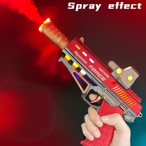 Musical gun With Moving Top Loader and smoke Telescopic Barrel And Target Projection Effect - vibrating gun with lights and music