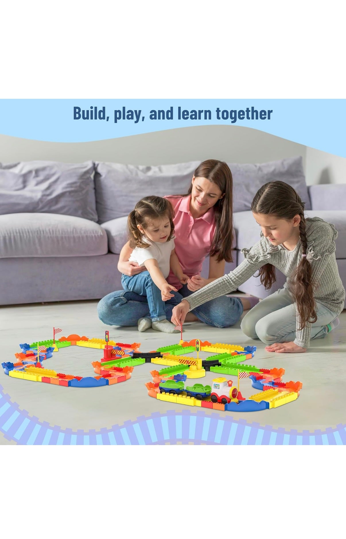 Block Rider Toy Train Set with Colorful & Multiple Track Layout, USB Rechargeable Type-C Engine, Various Sound Modes - Vande Bharat, Rajdhani, Delhi Metro,