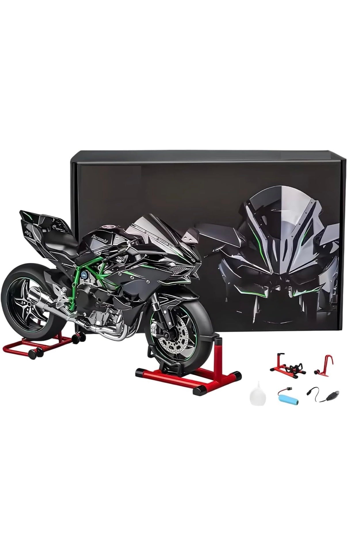 H2R bike kawasakiSuper Bike Motor Cycle - with smoke and lights Tiny Figure Racing Sports Max Energy Power