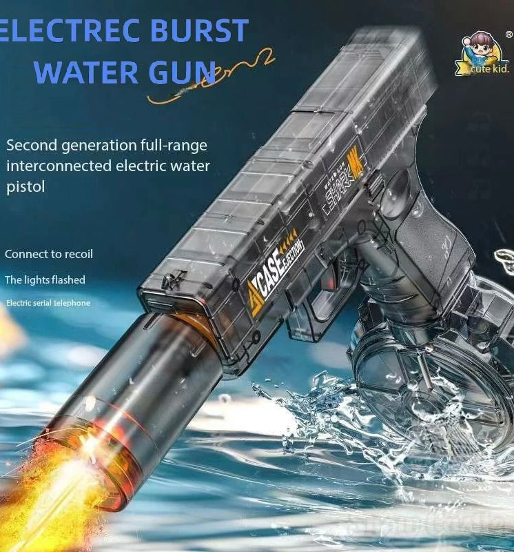 Electric Water Gun for Kids Automatic Holi Pichkari Pistol for Boys Girls Age 3 Years Above with Large Capacity Water Tank and Rechargeable Battery