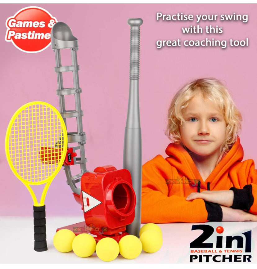 Baseball Pitcher for Kids Electronic Pitcher Machine Toy with Balls & Bat for Kids Outdoor Batting Practice