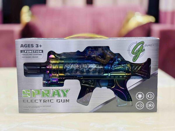 (Holly wood Flame Musical gun With Moving Top Loader and smoke Telescopic Barrel And Target Projection Effect - vibrating gun with lights and music