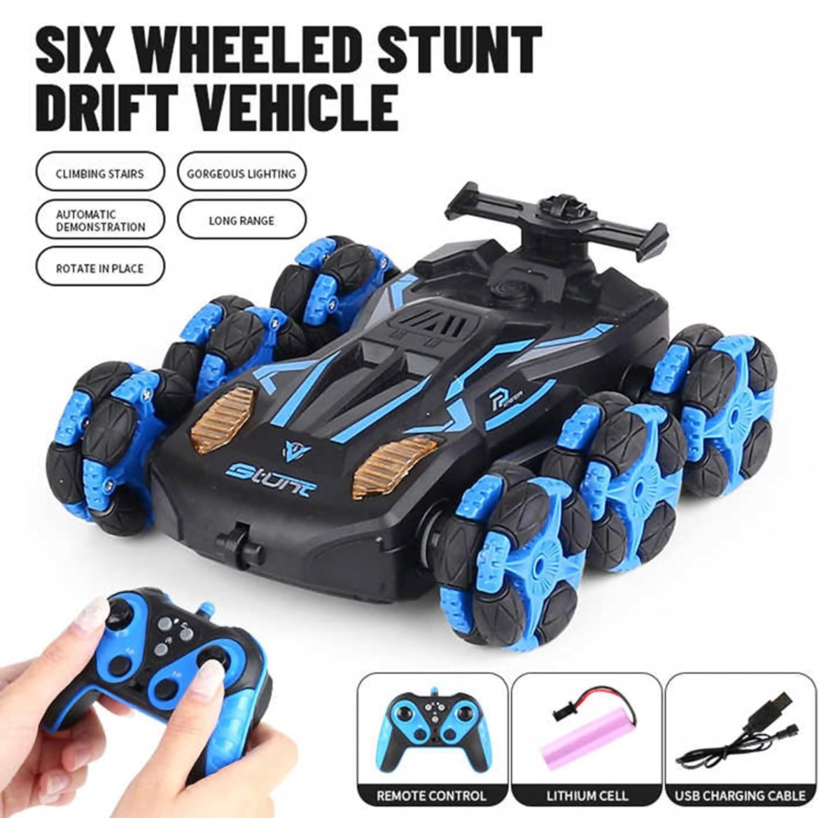 6 Wheels 360°Rotating Remote Control Rechargeable Stunt Car