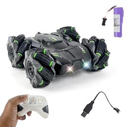 Remote Control Stunt Car, 360-Degree Drift Car with LED Lights, Battery Powered RC Car for Kids 3+ Years