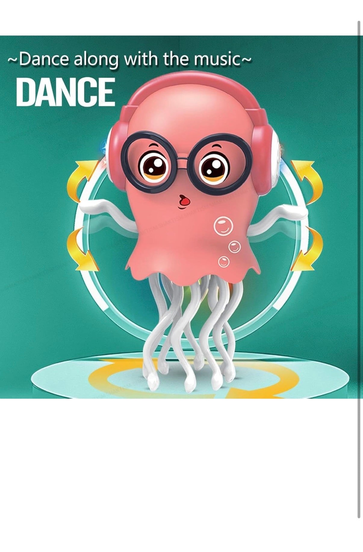 Jelly Fish toy can dance and can Roll on floor  with music and lights - Dancing Jellyfish Toy, Light-up Musical Octopus with 360° Rotating Tentacles, Interactive Educational Kids Toy Dancing Jelly Fish - Random color - playmaster toys