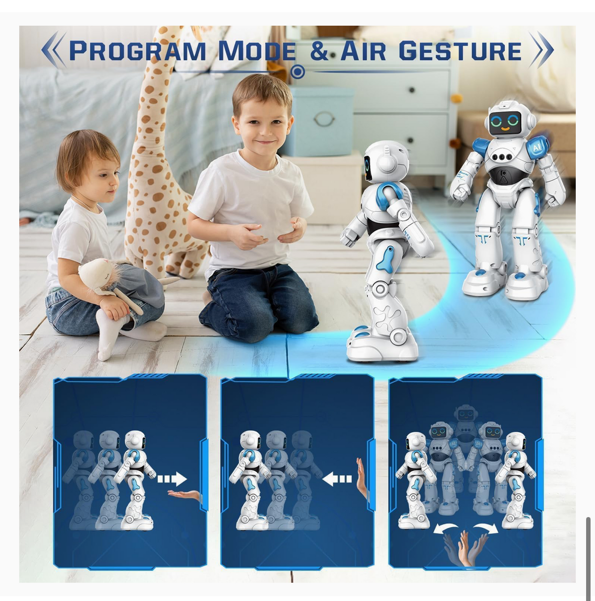 RC Robot Toys for Kids - Smart Talking Voice Remote Control Robot, Gesture Sensing Programmable Emo Robot Toy for Age 3 4 5 6 7 8 Year Old Boys Girls Birthday Gift Present