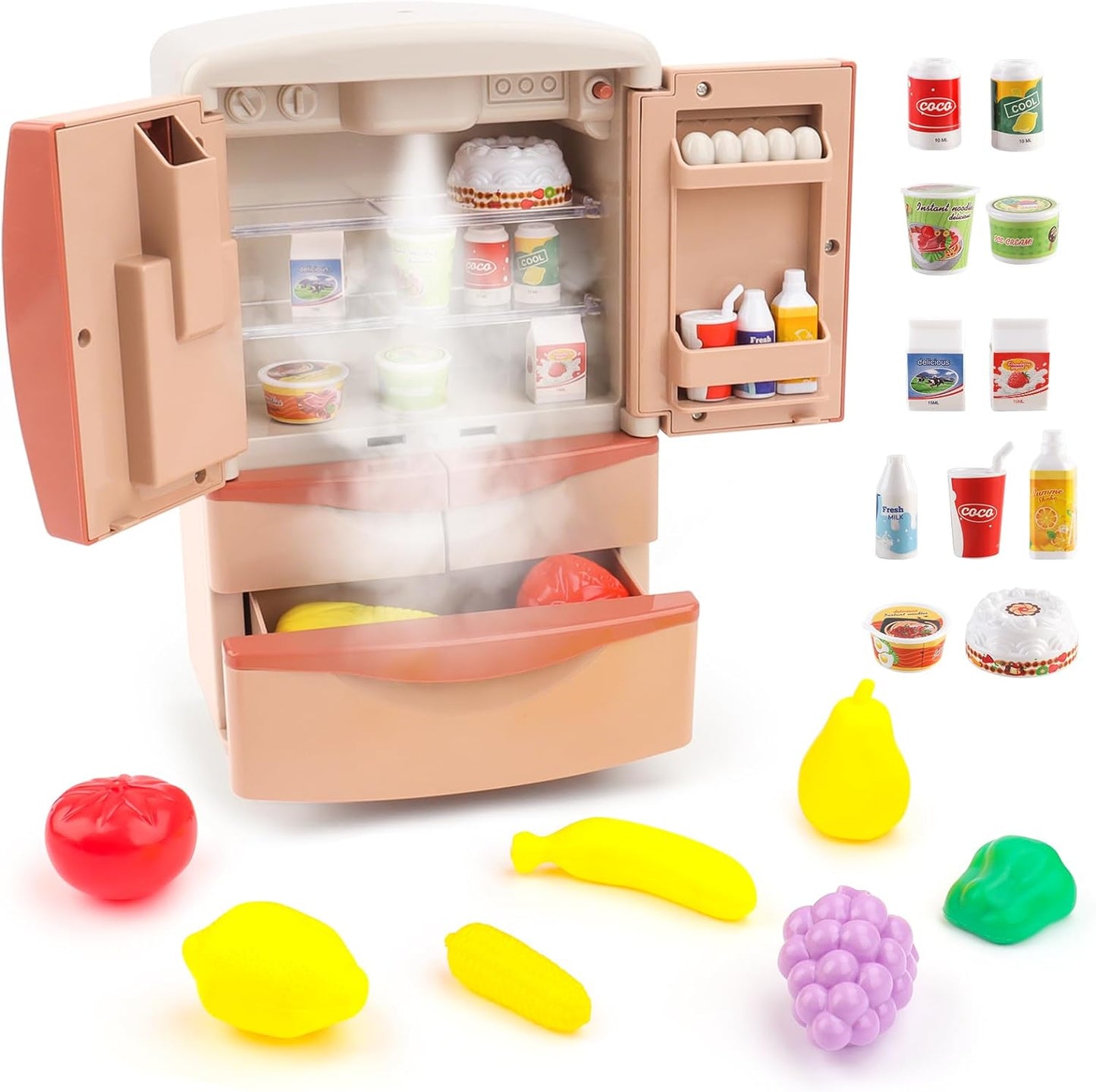 Refrigerator for kids - fridge with lights- kitchen set fridge