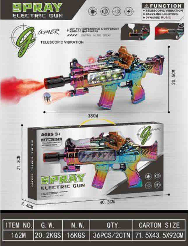 (Holly wood Flame Musical gun With Moving Top Loader and smoke Telescopic Barrel And Target Projection Effect - vibrating gun with lights and music