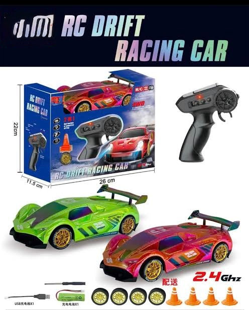 Colordfull Drift Car 1:24 20km/h 2.4g 4wd High Speed 3 Type Of Tire 2 Sets Of Tail Classic Racing Rc Cars For Adults