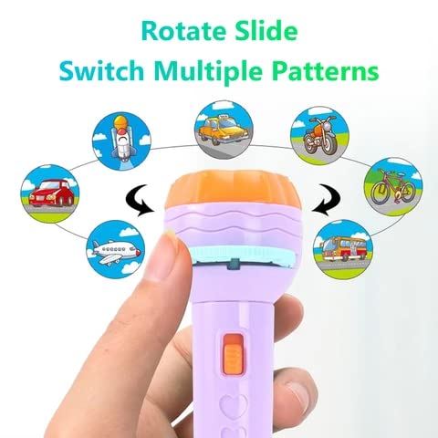 Projector Flashlight Torch - 6 Slids, 24 Patterns , Kids Projection Light Toy Education Learning Night