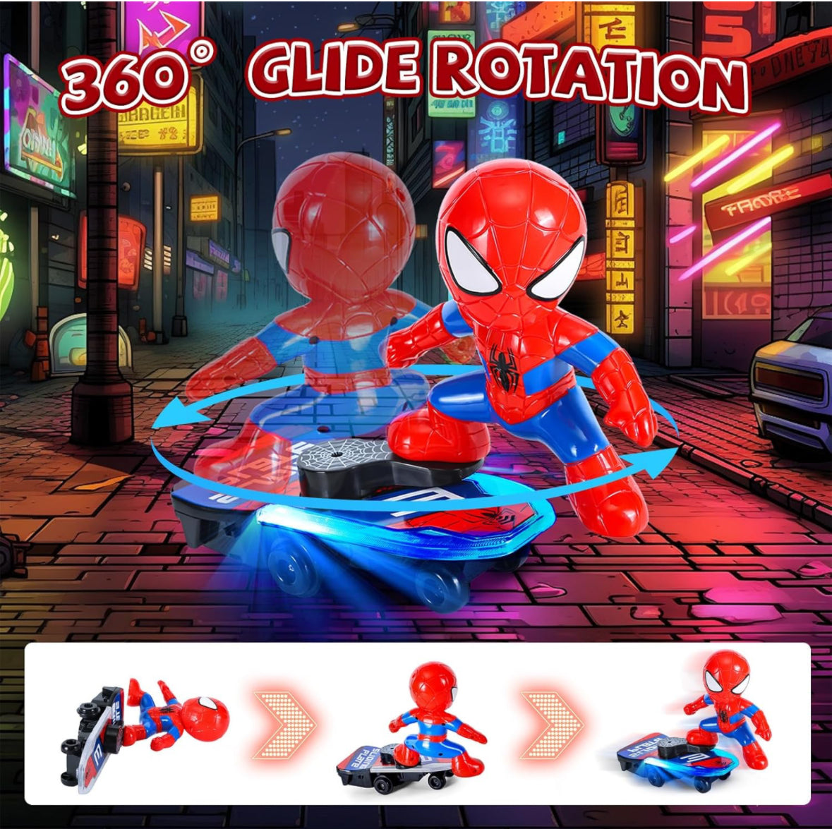 Dancing Spiderman Toy for 4-6 Years Old, Spin Robot Spider Toy with Colorful Flashing Lights & Music, Interactive Toddler Kids Gifts Toy for 3 4 5 6 7 8 Years Old