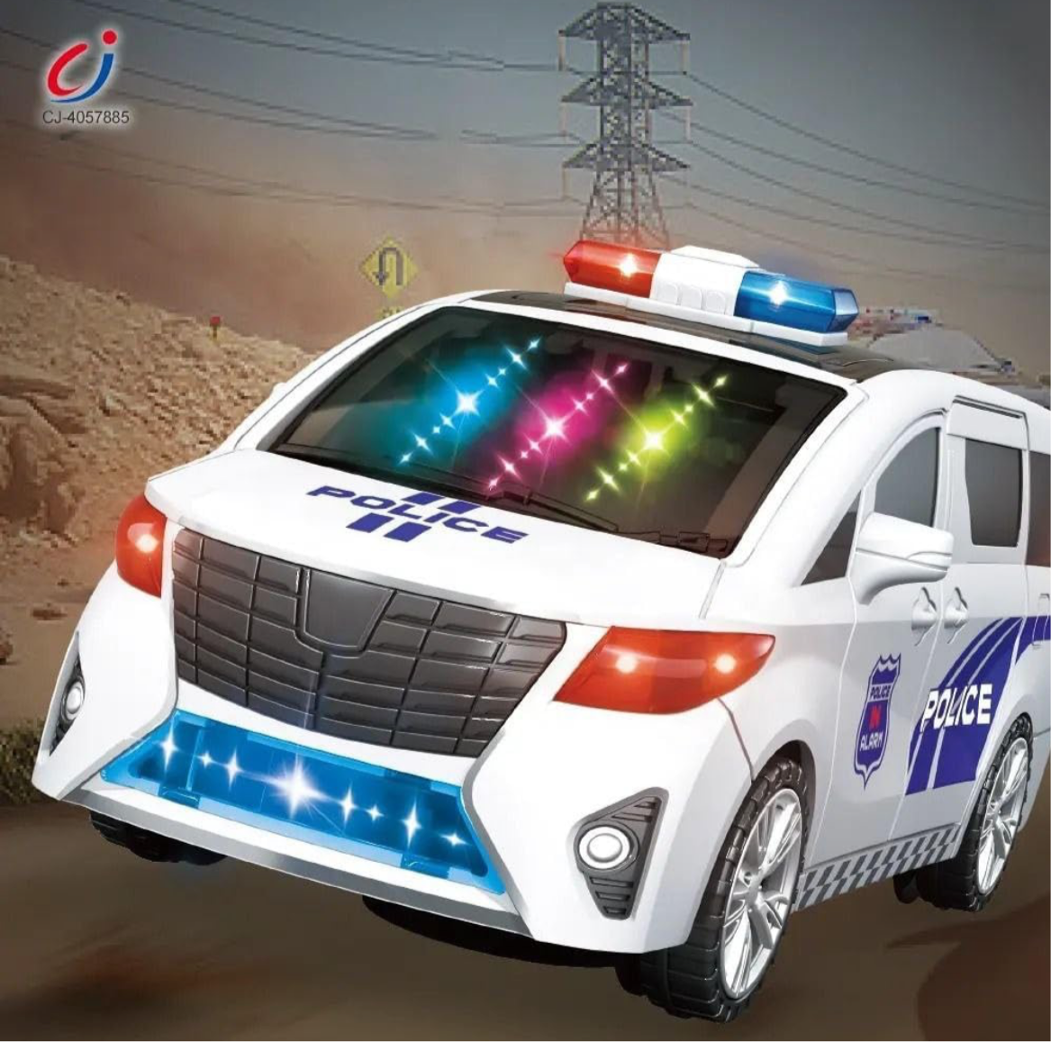 Police car with police siren - real police siren with lights - Police Vehicle Toys Battery Electric 360 Degree Rotating and Go Car All Door Auto Open Car Electrical Toys with Musical Sounds and Lights Car