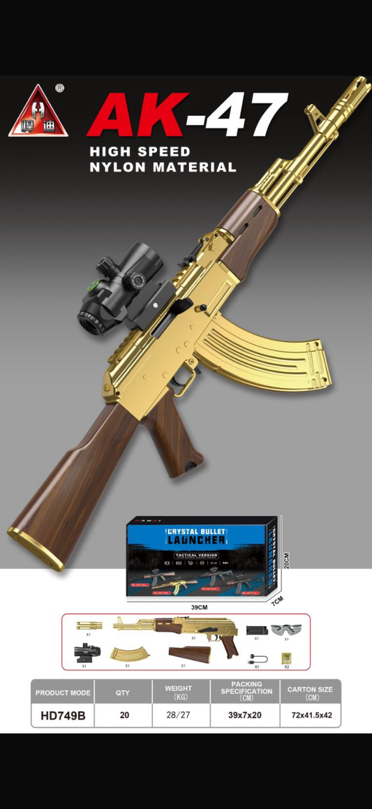 Ak 47 Jelly Gun with orbeez ball jelly - big size Automatic battery operated - rechargeable- long length shot nylon material