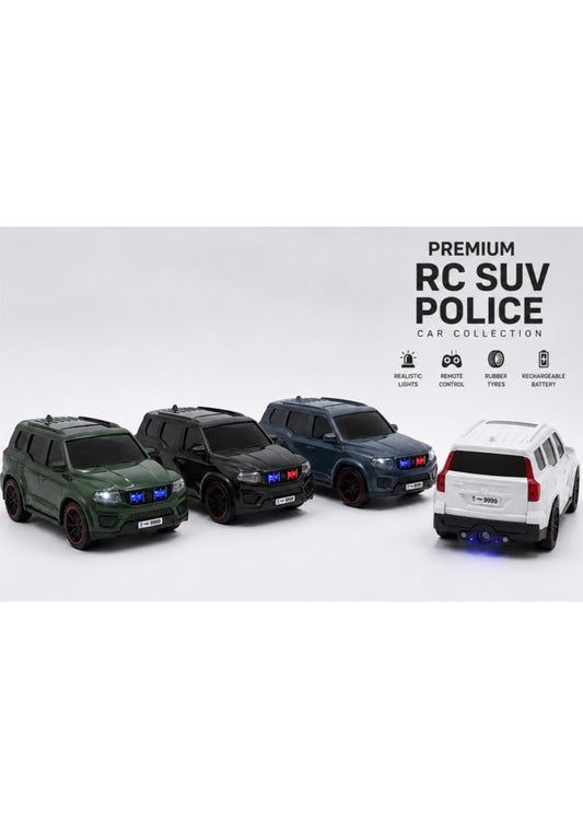 N RC Police SUV Car 1:18 Scale (Plastic) with Smoke Function, LED Headlights, Police Siren, 2.4GHz Remote, Type-C Rechargeable,