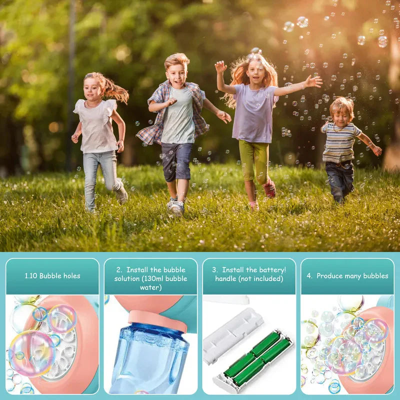 GRILL GUBBLE GUN - Automatic Bubble Gun, Leak-Proof Design with 1 Bubble Solution, Toddler Outdoor Toys, Gift for Kids- Multicolor