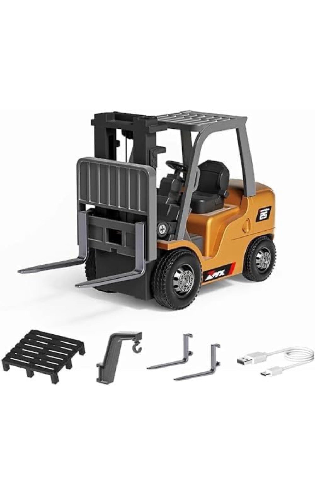 Combo of three Super Mini RC Construction Dumper Truck Vehicle | 1:64 Scale Die-Cast Metal Body | Mini RC Construction Series – Pocket Dump Truck,Excavator & Forklift Set, 1/64 Mini RC Construction Crane Forklift Trucks with Transformable Lift Fork & Hook