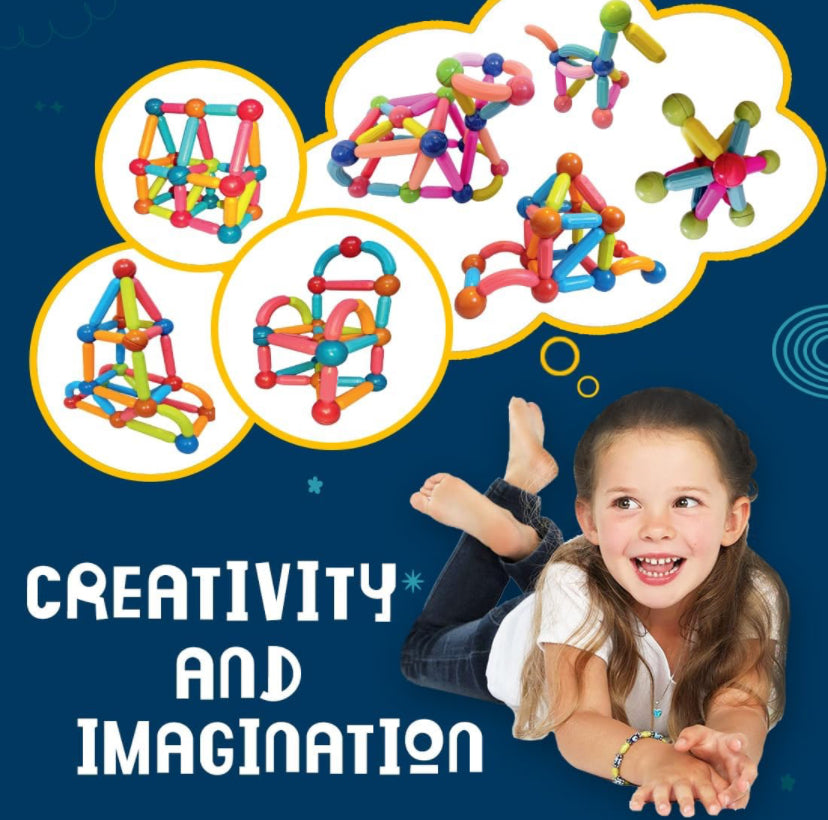 Magnetic Sticks Building Blocks for Kids (64 pieces) - roundel stock b ...