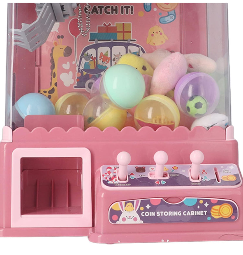 Mini Claw Machine for Kids, Doll Grabber Machine with Cool Light Music