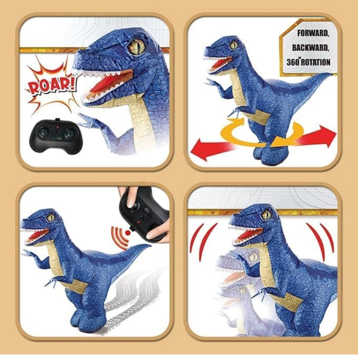 playmaster toys 3 Feet Inflatable Dinosaur RC Toy for Kids, Electric Dinosaur Toy with 360°Rotation, Rechargeable T-Rex RC Walking for Boys & Girls - self inflatable dinosaur