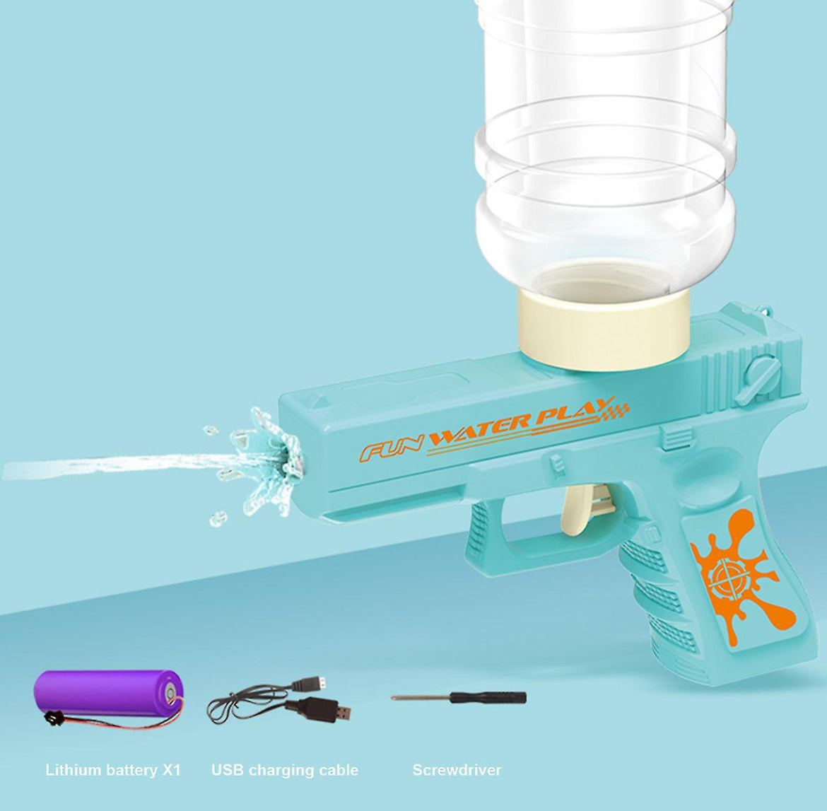 Small water gun with rechargeable battery - 500 ml container tank ...