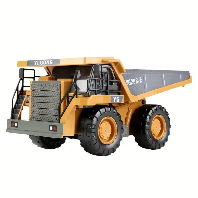 2.4GHz Alloy RC Dump Truck for Kids | Remote Control Construction Vehicle with Metal Parts, Light & Sound | Heavy Duty Rechargeable Tipper Truck with