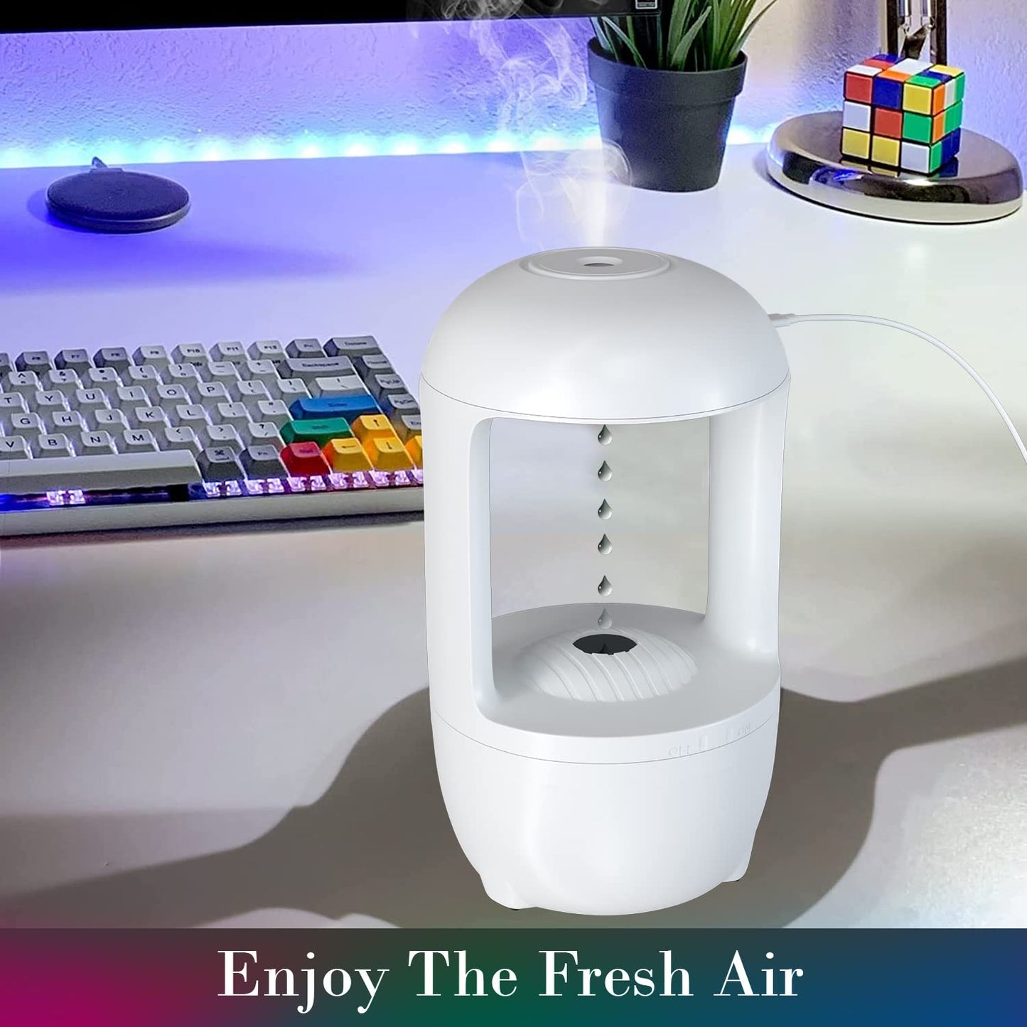 Water Lamp for home decor - Humidifier lamp with C-Type Charger