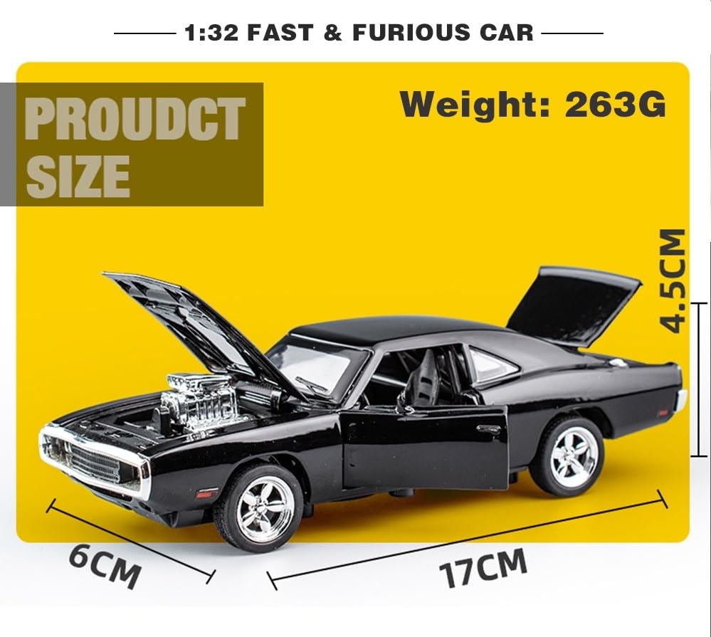 1:32 Diecast Model Alloy F & F 7 Dodge Charger Alloy Metal Pull Back With 6 Openable Doors & Sound Light Auto Toy Car For Kids Best Gift Toys For Kids Boys