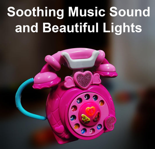 Educational Toy Phone with Rotating Dial, Animal Sounds, Music and Poems, Lights and Sound Effects for Kids 3-10 Years