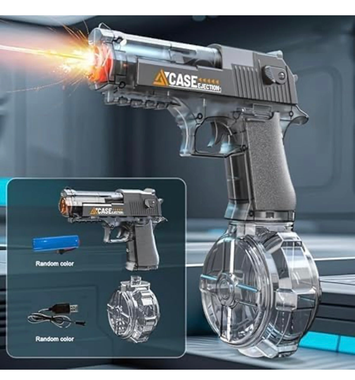 Electric Water Gun for Kids Automatic Holi Pichkari Pistol for Boys Girls Age 3 Years Above with Large Capacity Water Tank and Rechargeable Battery