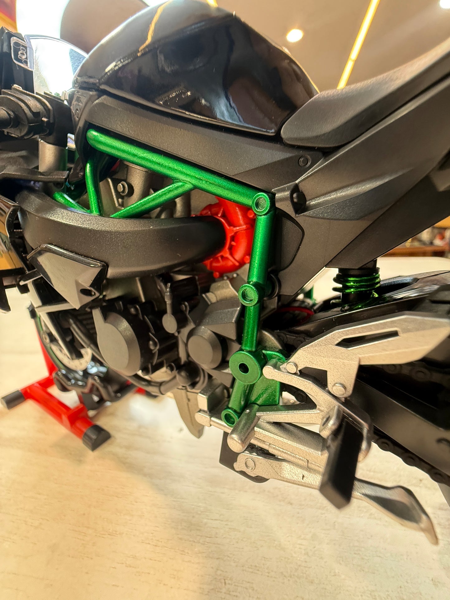 (H2R bike kawasakiSuper Bike Motor Cycle - with smoke and lights Tiny Figure Racing Sports Max Energy Power scale 1:9