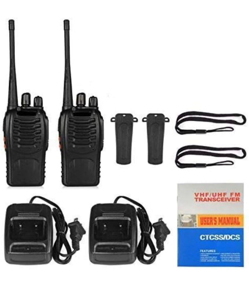 Real Walkie Talkies - Long Range (upto 450 meters) - Real walkie talkie pair with 2 chargers