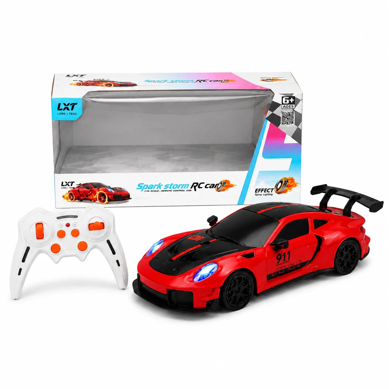 Smooth  porsche 911 Drift Car with stone spark 1:24 20km/h 2.4g tail Classic Racing Rc Cars For Adults (Fire effects)