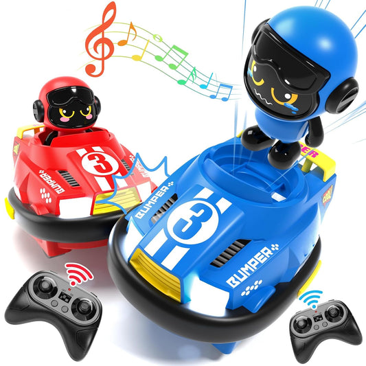 Remote Control Bumper Cars Set with LED Lights, 2-Pack Racing Cars with USB Charging, Multiplayer Racing Toy for Ages 3-8 Years