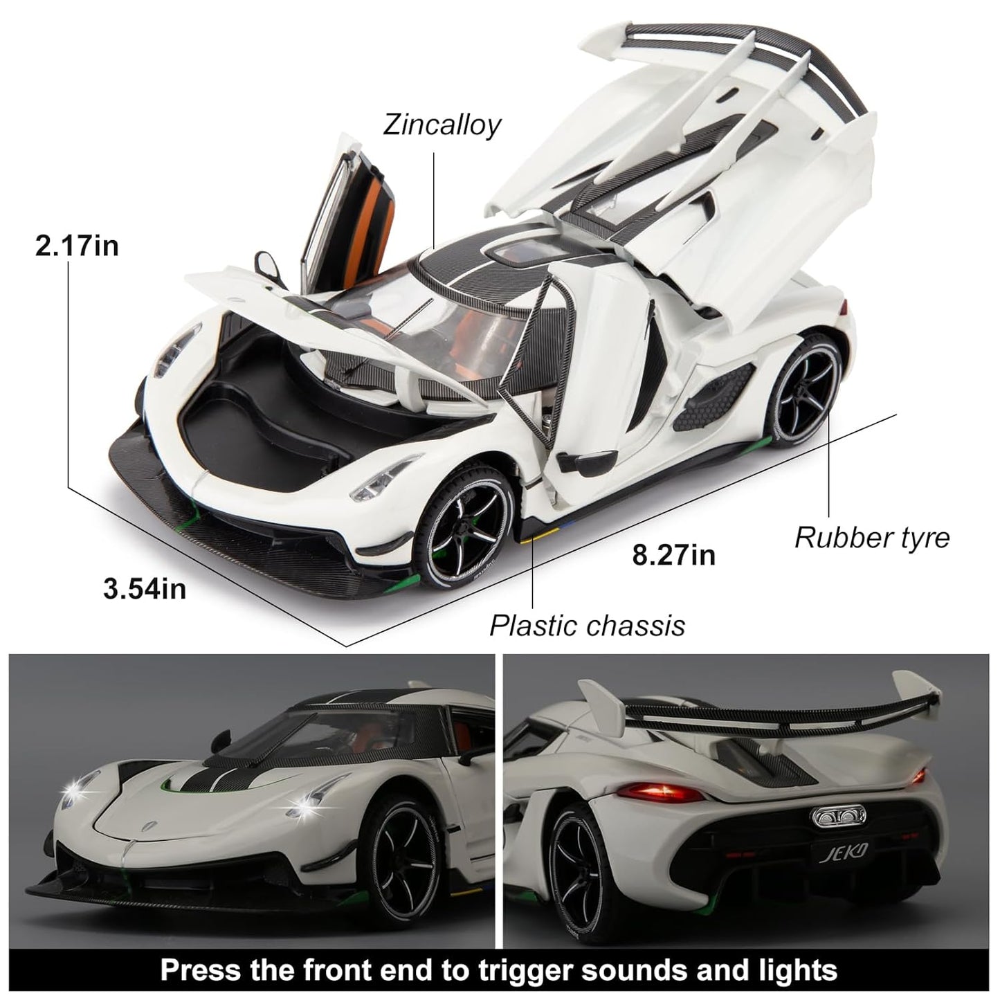 1:24 Koenigsegg Car Model, Diecast Collectible Pull Back Model Car With Sound And Light