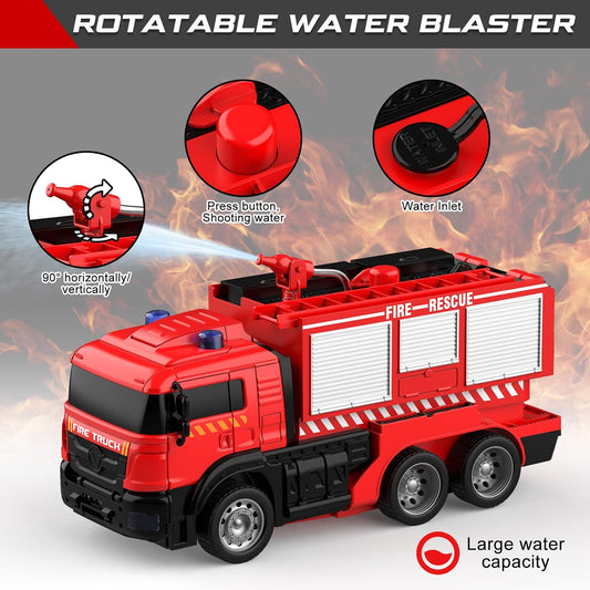 Remote control robot transformer - RC Fire Fighting TRUCK convert into Transformer ROBOT -RC Truck with Water Gun and Lights&Sound, Fire Engine Transformer Toys- playmaster toys