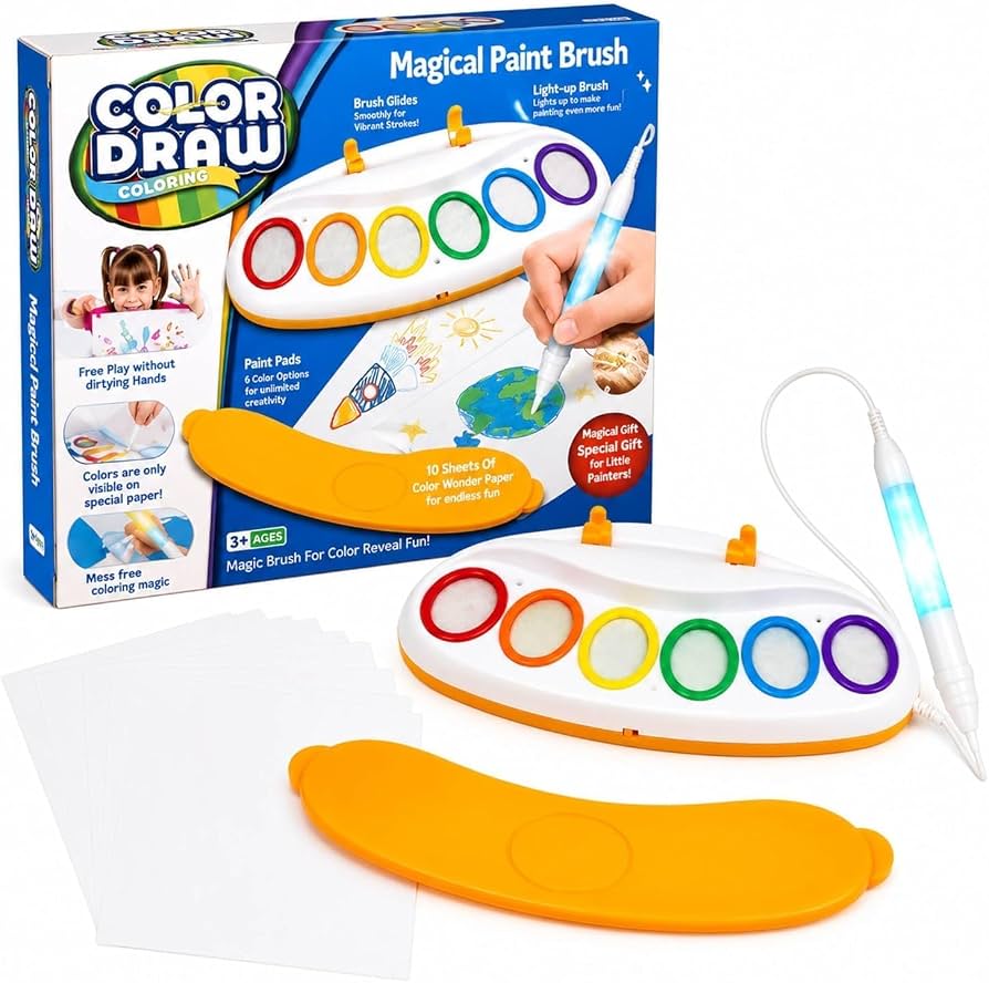 ERGOWY Magic Light Brush Painting Kit for Kids | Mess Free Color Painting Station with Reusable Drawing Surface | Creative Art & Craft Toy for Toddlers Boys & Girls  (Multicolor)