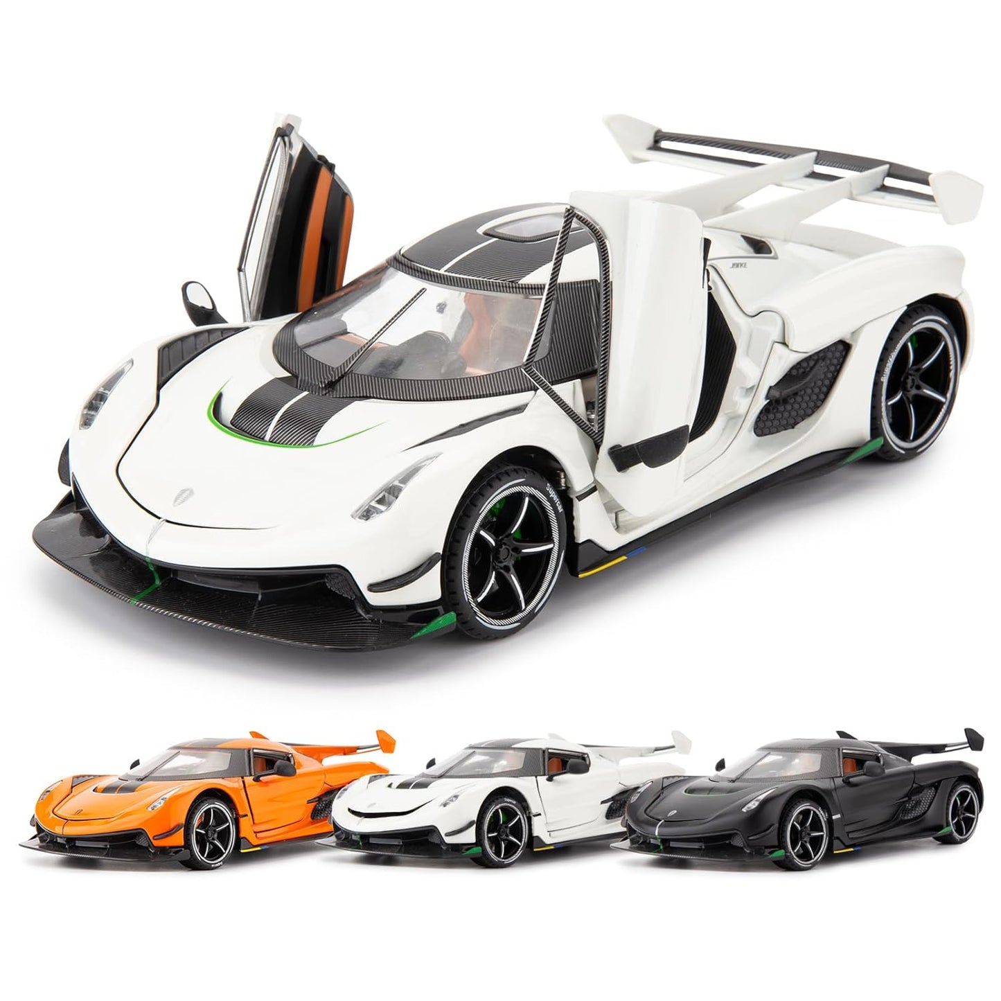 1:24 Koenigsegg Car Model, Diecast Collectible Pull Back Model Car With Sound And Light