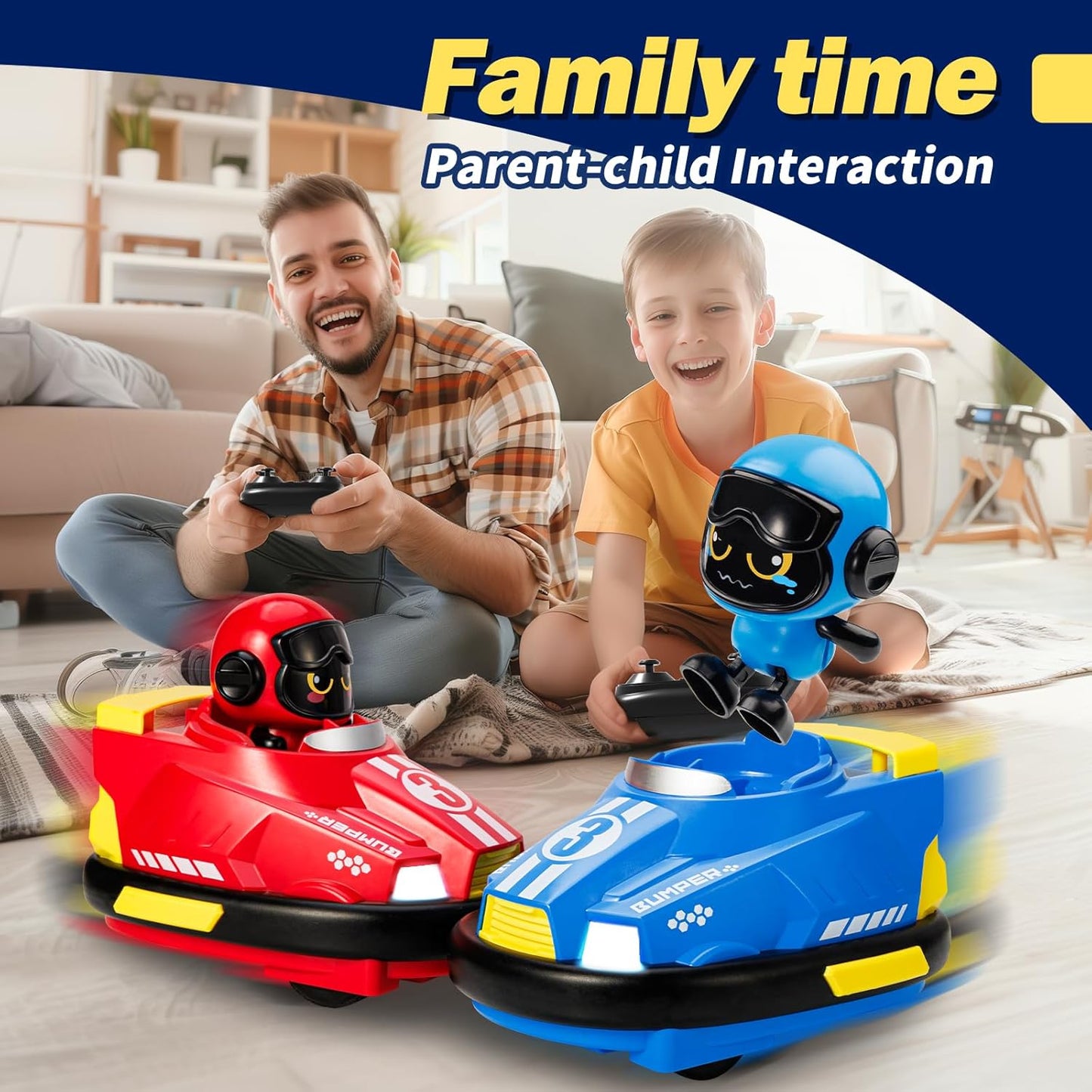 Remote Control Bumper Cars Set with LED Lights, 2-Pack Racing Cars with USB Charging, Multiplayer Racing Toy for Ages 3-8 Years
