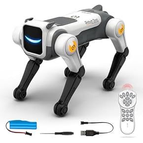 Robot Dog Toy for Kids, 2.4Ghz Remote Control Stunt Dog with Music & Light, Voice Commands, White