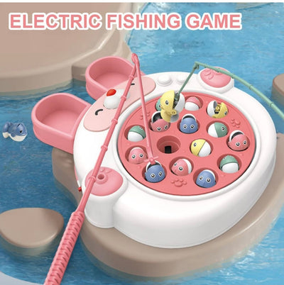 Rabbit Face Rotating Fish Pond Musical Fishing Game Toy Set for Kids