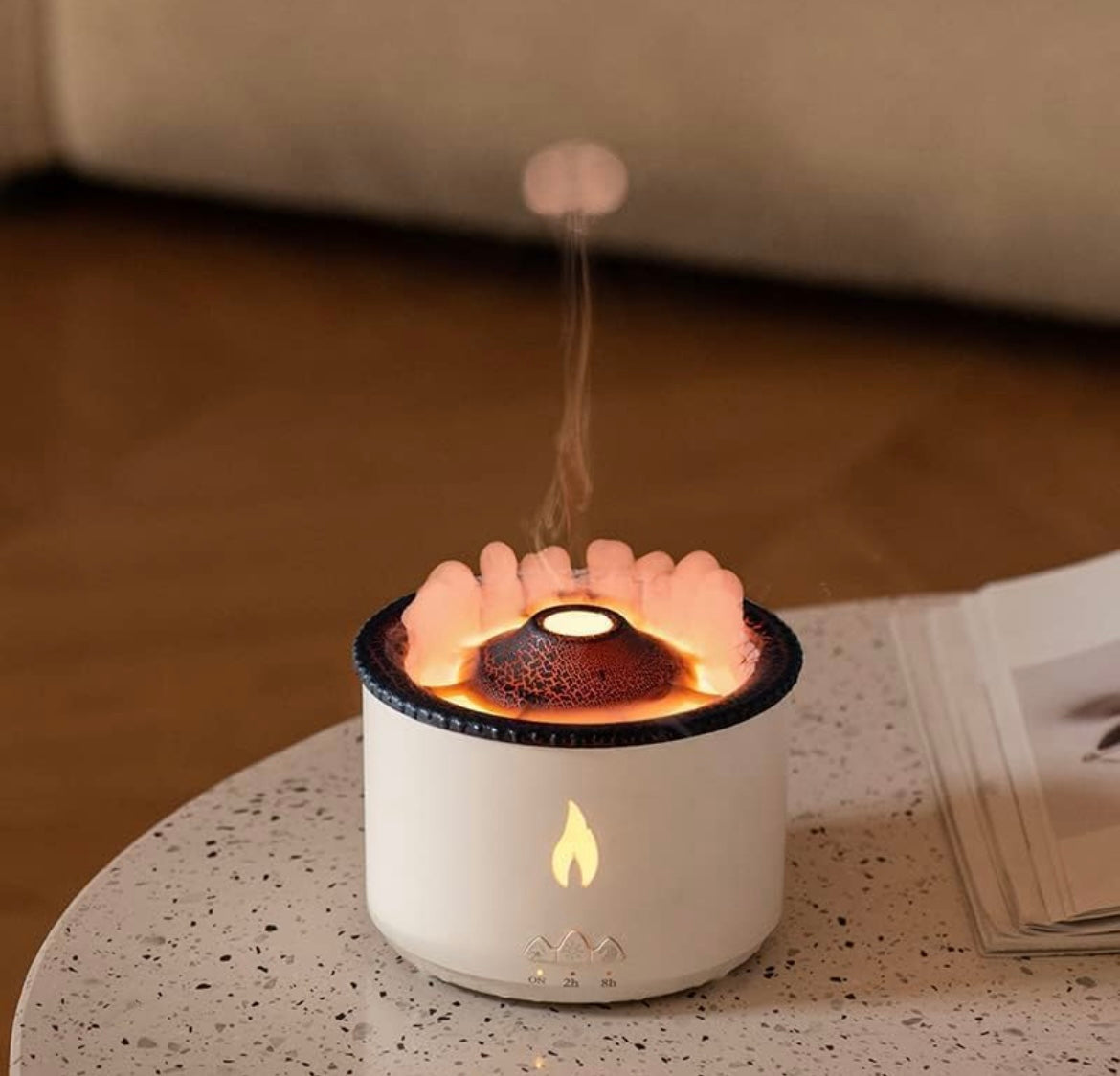 Volcano smoke Humidifier Flame Diffuser Atmosphere Light Humidifier Portable Noiseless Aroma Aromatherapy Diffuser,Auto Shut-Off (Valcano Flame)