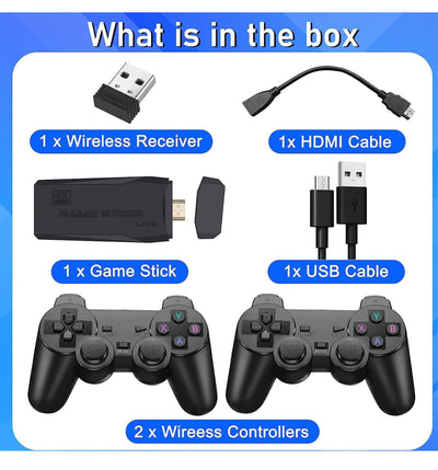 TV Video Game HDMI Console Stick 2.4g Wireless Gamepad Controller USB Built-in 4000 Classic - wireless console HDMI stick with 4000 games