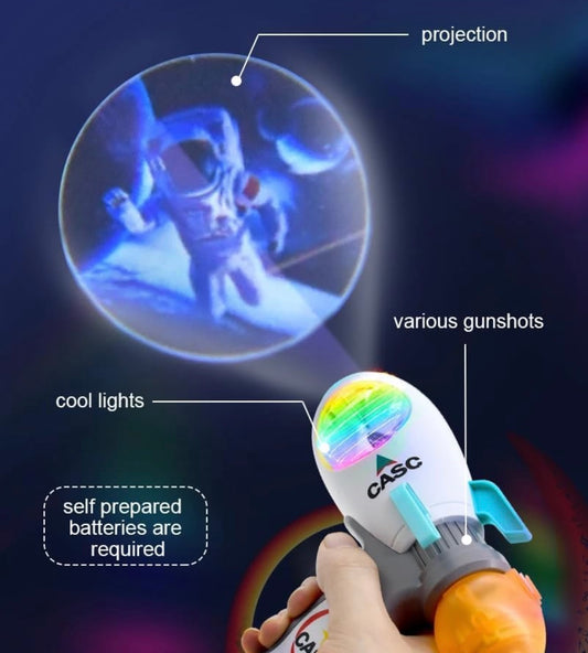 Rocket gun with smoke - Space Exploration Musical Gun with Moving Flashing Lights and Rotation Multi Color