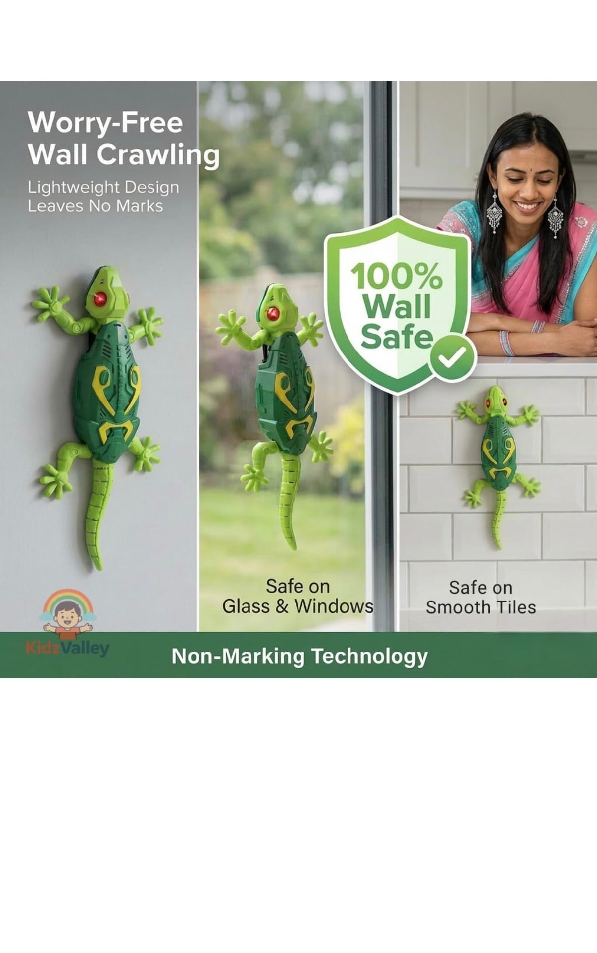 Wall Climbing Lizard Toy Remote Control with LED Eyes | Wall Crawler Gecko | Floor Ceiling Crawling Climbs Walls & Floors | Rechargeable RC Toy | Funny Prank Toys