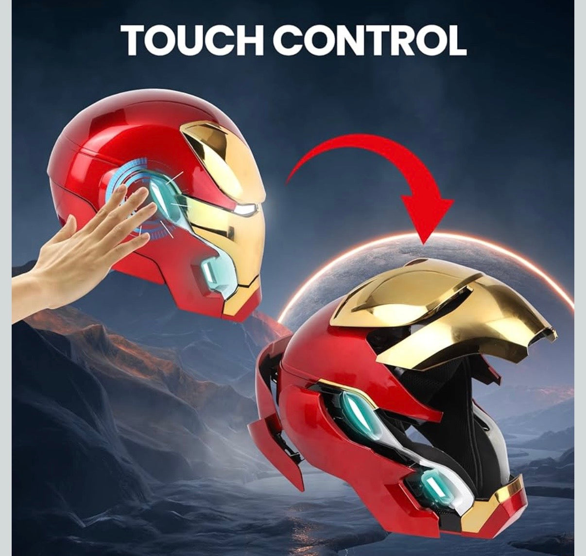 Voice command and remote control Ironman helmet - StarkTech music and one button Iron Man Helmet: Power-Up Iron Mask Random color pick