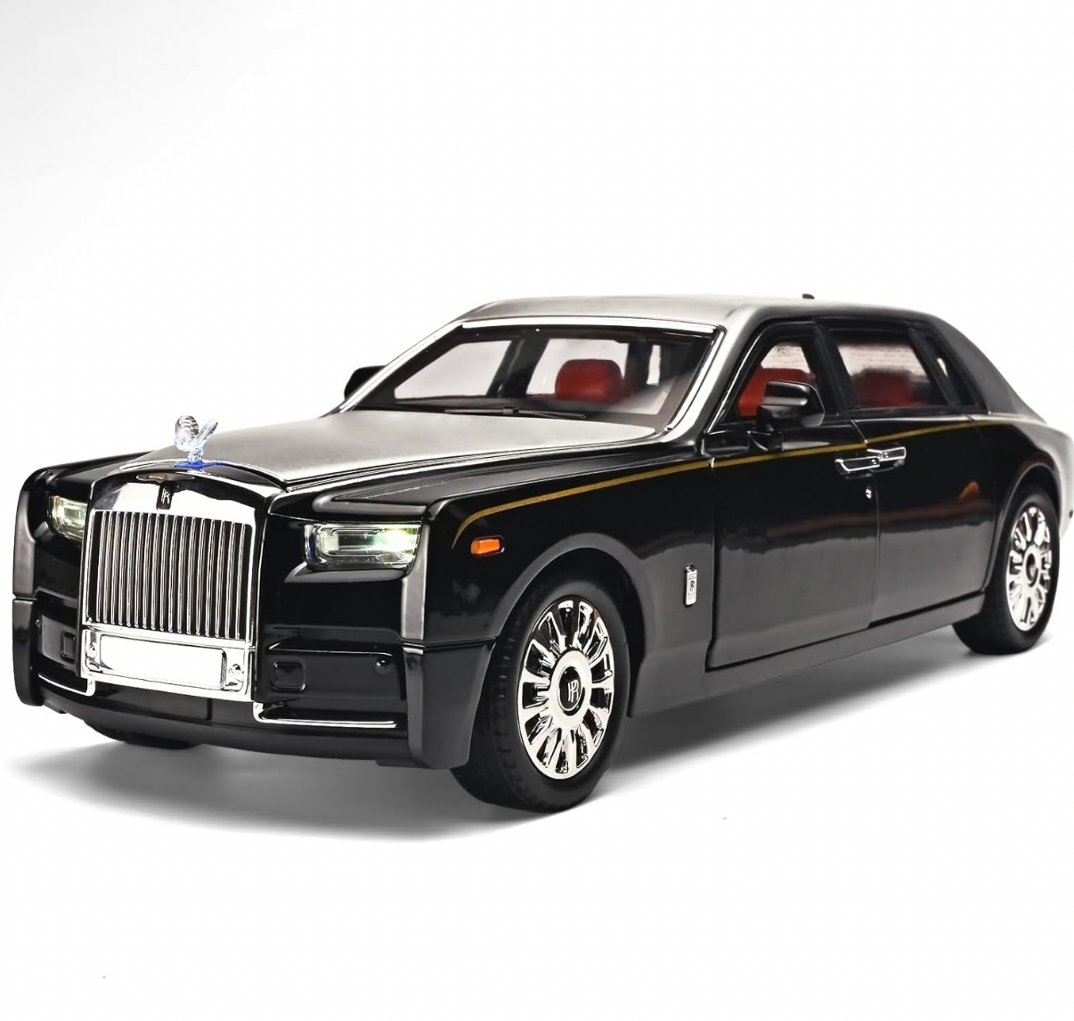 Real model Alloy Metal Pull Back Die-cast Car 1:18 Rolls Royce Phantom with lights and roof- Openable door with Light & Music