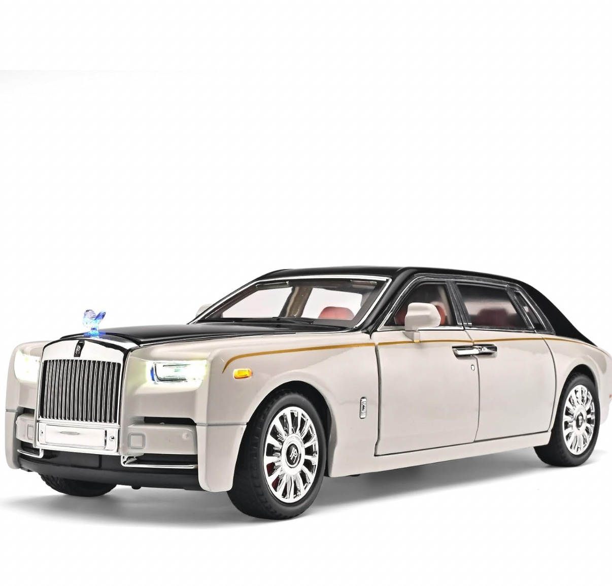 Real model Alloy Metal Pull Back Die-cast Car 1:18 Rolls Royce Phantom with lights and roof- Openable door with Light & Music