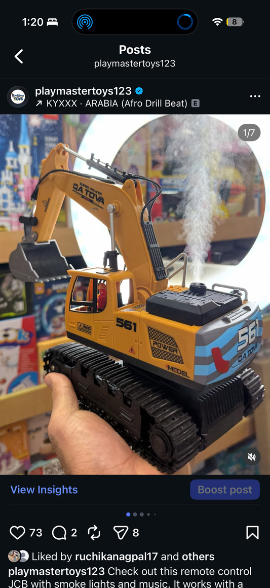Big size  Smoke Remote Control Excavator Toys 1:20 Rechargeable RC Construction Vehicles Book (price including delivery)