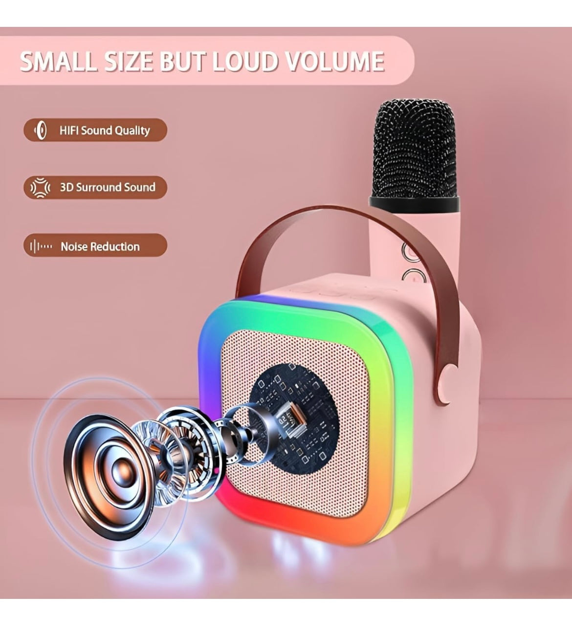 Karaoke Microphone with Portable Bluetooth Speaker (2 sets - 2 speaker and 2 mics ) color changing lights Wireless Microphone for kids