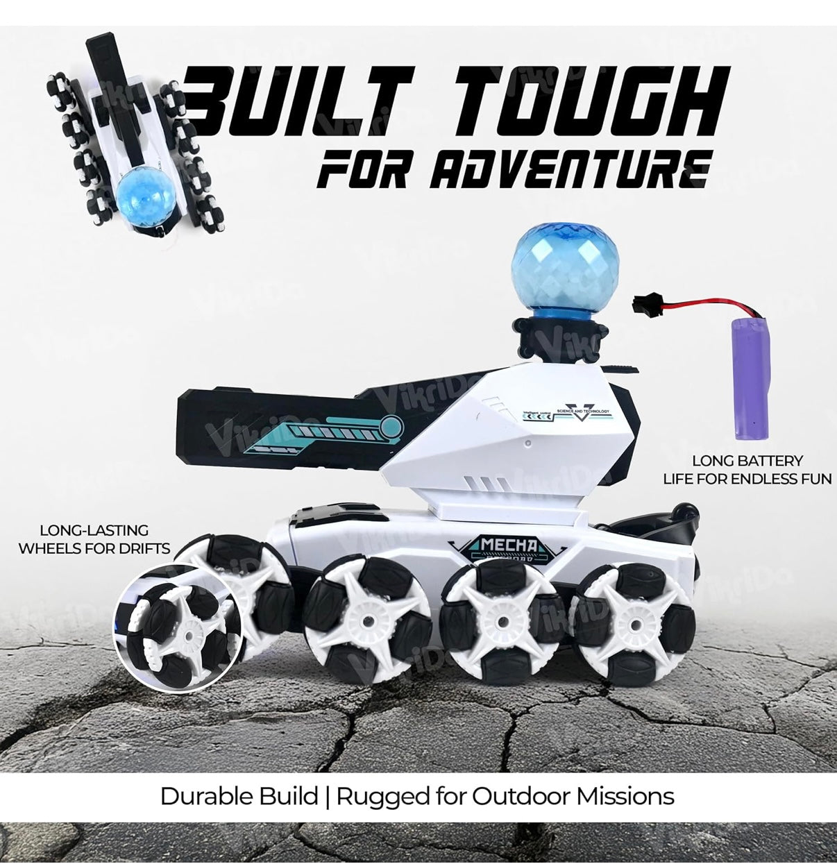 Playmaster Toys - Remote Control 8WD Drift Stunt Toy Truck for Kids | Crawler Scale Water Bullet Shooting Truck